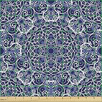 Vista 372 de Ambesonne Tela de Fiesta Popstar por Yarda, Estilo de Dibujos Animados Garabatos Dibujados a Mano Tema Musical Impresión de Arte Lineal, Tela