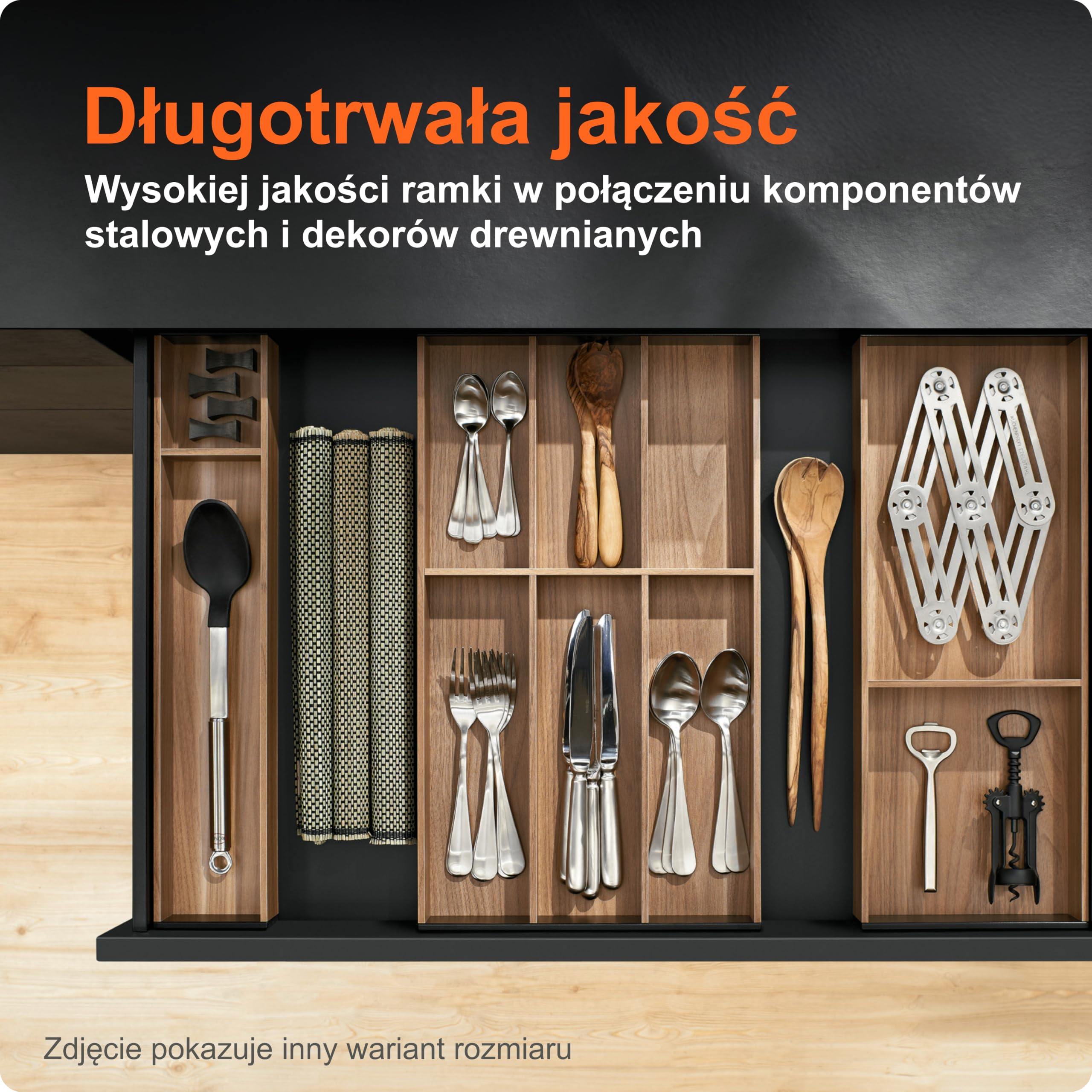 blum AMBIA-LINE wkład na sztućce | premium organizer szuflady do nowoczesnych kuchni i mebli | porządkuje sztućce | z nóżkami antypoślizgowymi | 42×30×5 cm | Orzech Tennessee