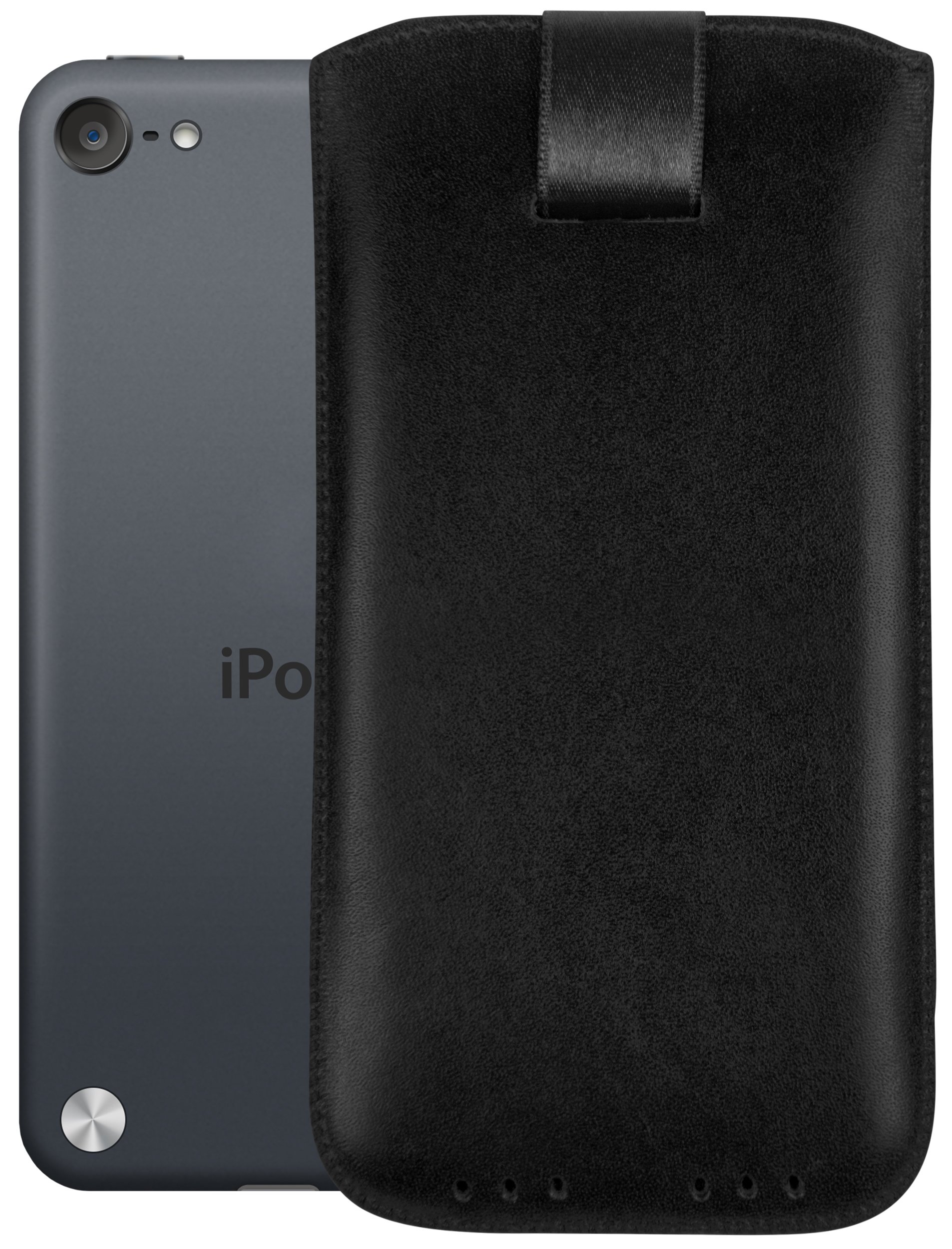 Mumbi Borsa In Vera Pelle Per IPod Touch 5G/6G – Con Linguetta A Strappo, Chiusura In Velcro, Protettiva, Nero - 4