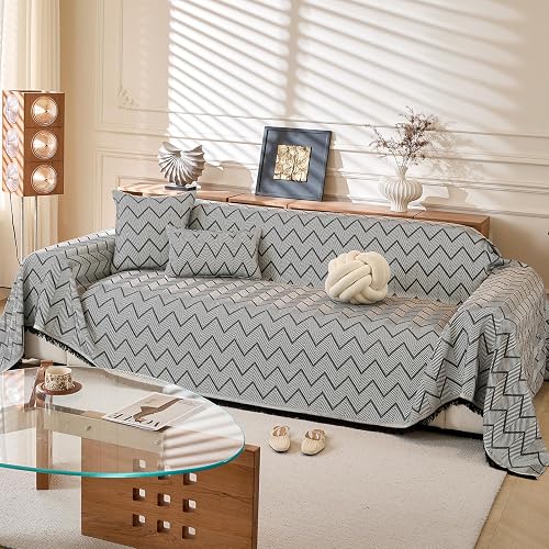 ROOMLIFE Couch Cover Black Boho Sofa Covers for 3 Cushion Co