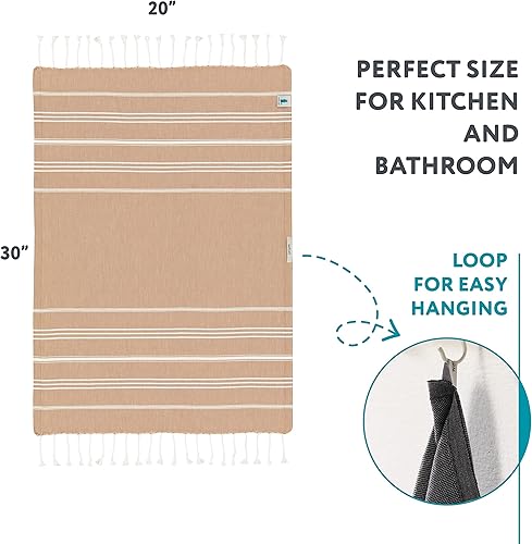 Miniatura 4 de WETCAT Paquete Toalla de baño turca (38 x 71) y toallas de mano turcas (20 x 30, juego de 2) - 100% algodón, prelavadas para una sensación suave -