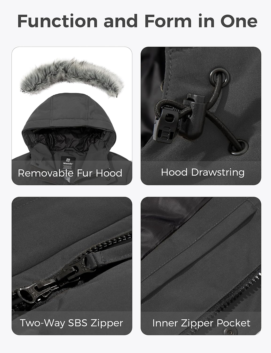 wantdo Men's Winter Jacket Thicken Winter Coat Warm Puffer Jacket with Faux Fur Hood - Image 5