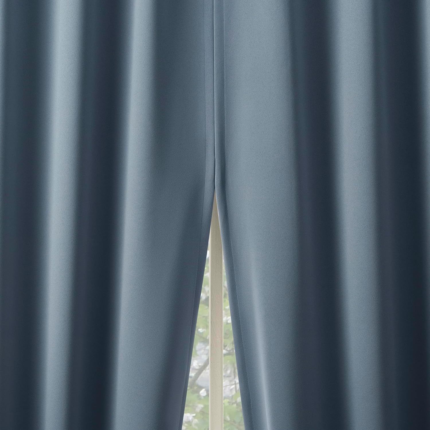 Sun Zero Belize 2-Pack Magnetic Closure Theater Grade 100% Total Blackout Back Tab/Rod Pocket Curtain Panel Pair, Denim Blue, 52" W x 84" L (2 Panels)