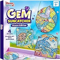 KleverKits Diamond Art Kits for Kids 6+ - 4PCS Gem Painting Suncatchers, Ocean Mosaic Window Crafts, Birthday Gifts for Girls Boys