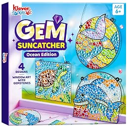 Klever Kits Diamond Art Kits for Kids, 4PCS Gem Painting Kit, Window Art Suncatchers Mosaic Kits Crafts for Girls Boy Birthday Gifts Toys Age 6+