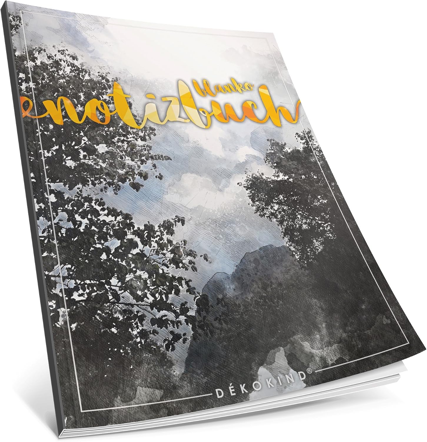 Dékokind® Blanko Notizbuch: Ca. A4-Format • 100 Seiten mit Inhaltsverzeichnis • Perfekt als Zeichenbuch, Sketchbook oder Malbuch für Erwachsene • ArtNr. 46 Aquarell Wald • Softcover