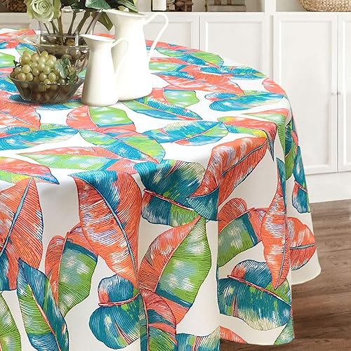 Miniatura 9 de Mantel de tela con cuentas para primavera y verano, fácil cuidado, resistente a las manchas (60 x 102 pulgadas, rectangular, jardín de primavera)