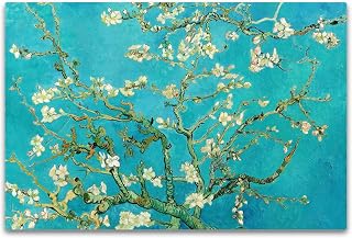 VINCENT VAN GOGH - Almond Blossom Wall Art Canvas. Fine Art Giclee Print. Teal (12" x 16")