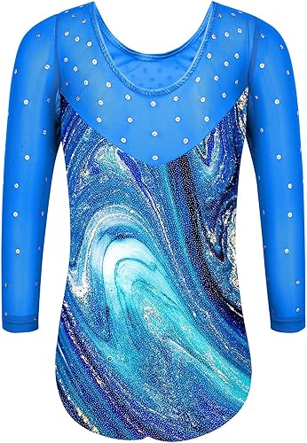 Miniatura 2 de TFJH E - Leotardo de gimnasia brillante de una pieza para niñas y niños