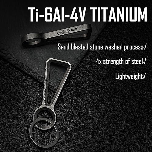Miniatura 4 de KeyUnity Clip de llavero de mosquetón de titanio KD00 y paquete de conector de llavero giratorio KA15