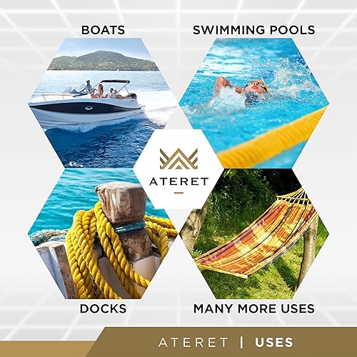 Miniatura 4 de ATERET Cuerda de polipropileno trenzada de 38 pulgadas x 600 pies de 3 hebras y color amarillo I Resistencia a la tracción de 2,430 libras I Cordón