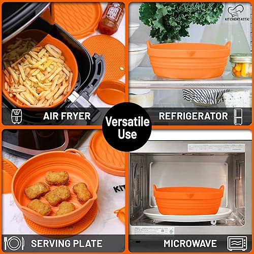 Miniatura 3 de Kitchentastic Accesorios para freidora de aire de silicona. Forros de freidora de aire reutilizables Silicona Reemplaza papel pergamino para
