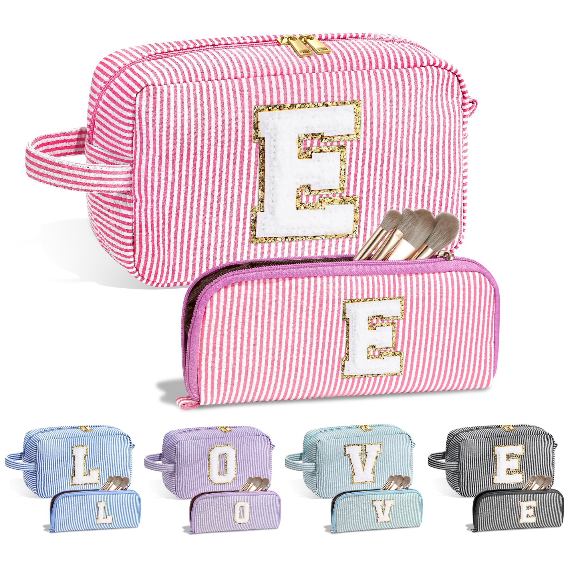 YOOLIFE Gifts for Teen Girls - Personalized Initial Makeup Bag, Birthday Gifts for Women Sister Friend Daughter Girls Kids