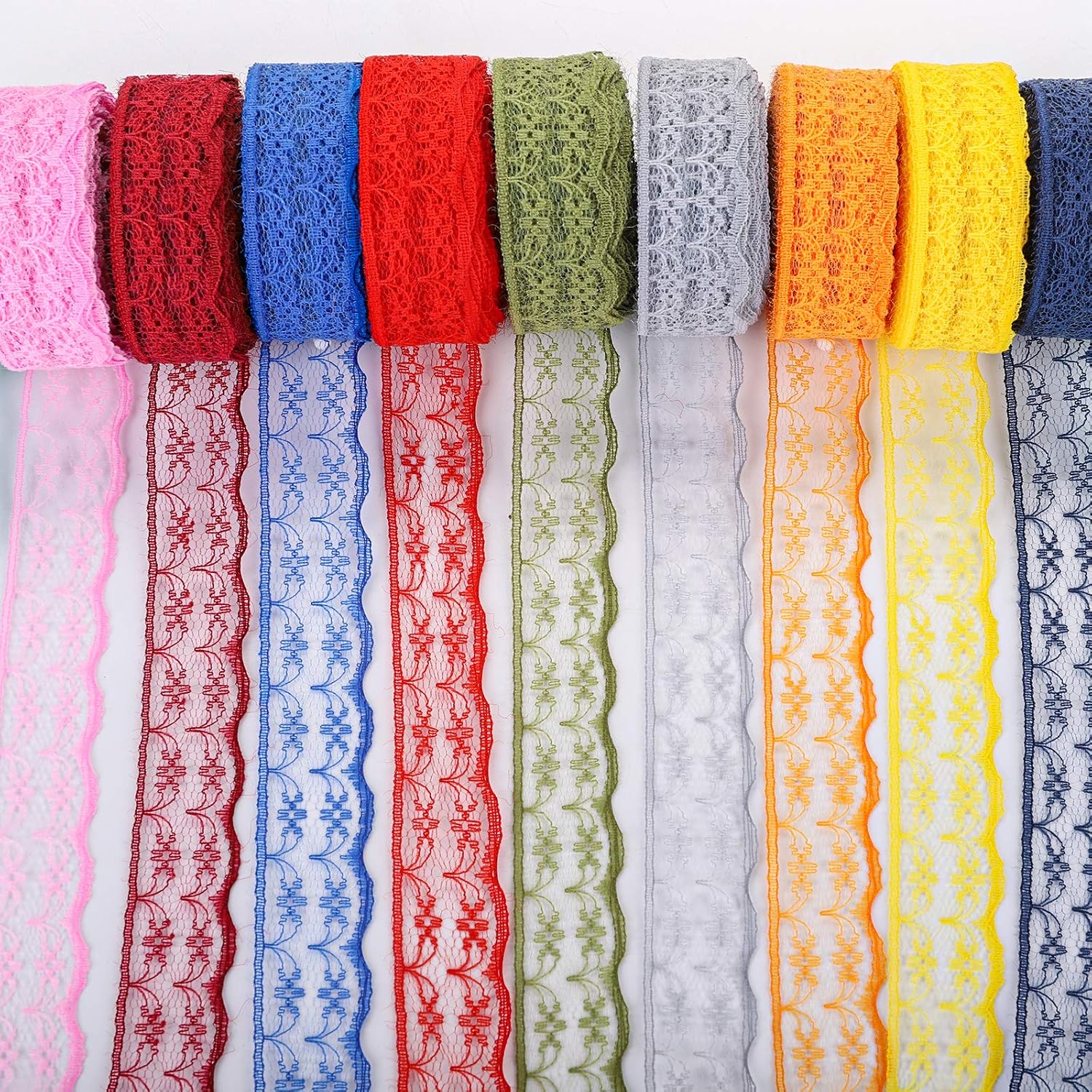 TOPZEA 30 Rolls 300 Yards Lace Ribbon, 0.8 Inch Wide Floral Pattern Fabric Lace Ribbon for Sewing, Gift Wrapping, DIY Crafts, Wedding Decorations, Hair Bow Making, Mixed Colors
