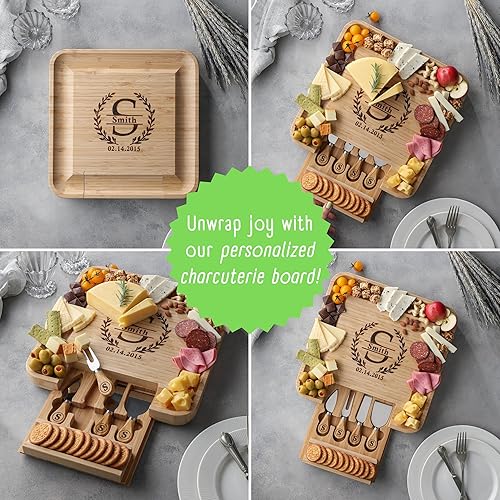 Miniatura 7 de Personalized Charcuterie Boards Gift Set, Custom Engraved Cheese Board, Christmas Gifts for Mom Wedding Gifts for Couples, Bridal Shower, Birthday,