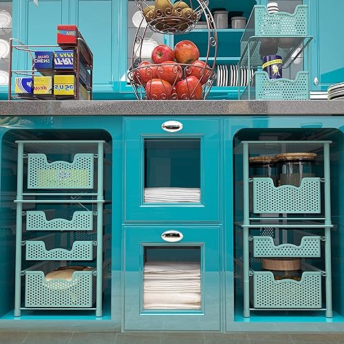 Miniatura 2 de Simple Houseware - Cajón organizador apilable de 3 niveles, turquesa