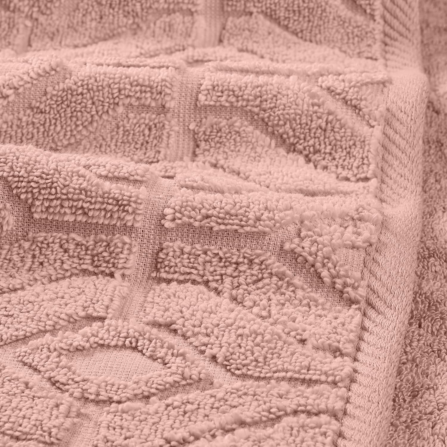 Modern Threads 6-Piece 100% Combed Cotton Yarn Dyed Diamond Gate Jacquard Towel Set Rose