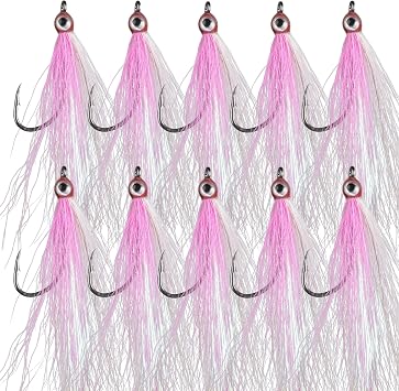 Clouser Minnow Fishing Flies, 10pcs Saltwater Fly Fishing Lures Hand Tied Clouser Minnow Fly Streamer Hooks for Bass Striper Flounder Saltwater Freshwater