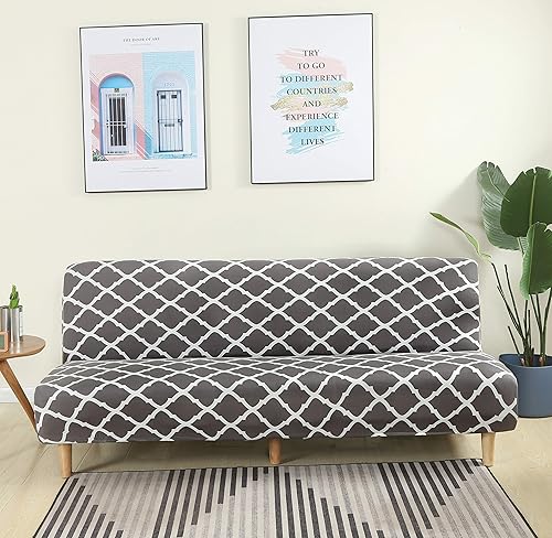 Vista 190 de MIFXIN Funda de sofá sin brazos, funda elástica plegable para sofá cama, sin reposabrazos, protector de muebles de elastano impreso lavable, sin