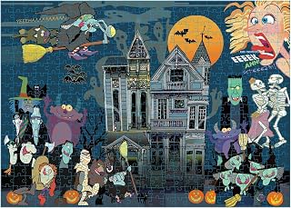 500-Piece Halloween Jigsaw Puzzle for Kids and Adults - Spooky Puzzles to Build - Haunted House, Monsters, Witch