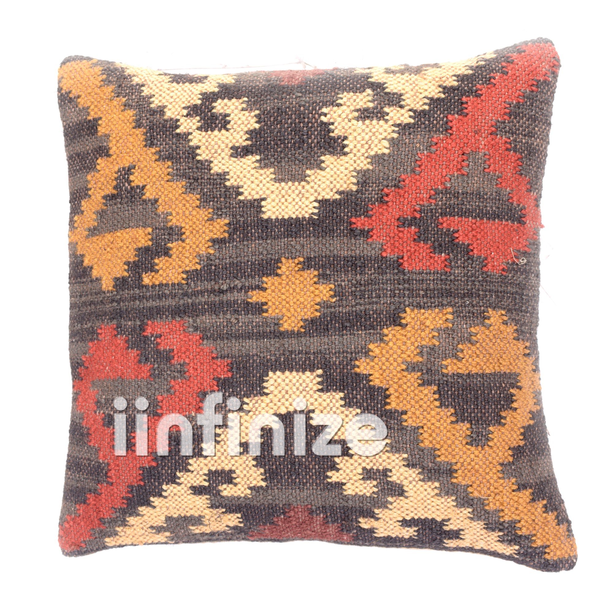 Juego de 4 fundas de cojín de yute de lana tradicional india turca, para sofá, sala de estar, decoración interior, 45,7 x 45,7 cm