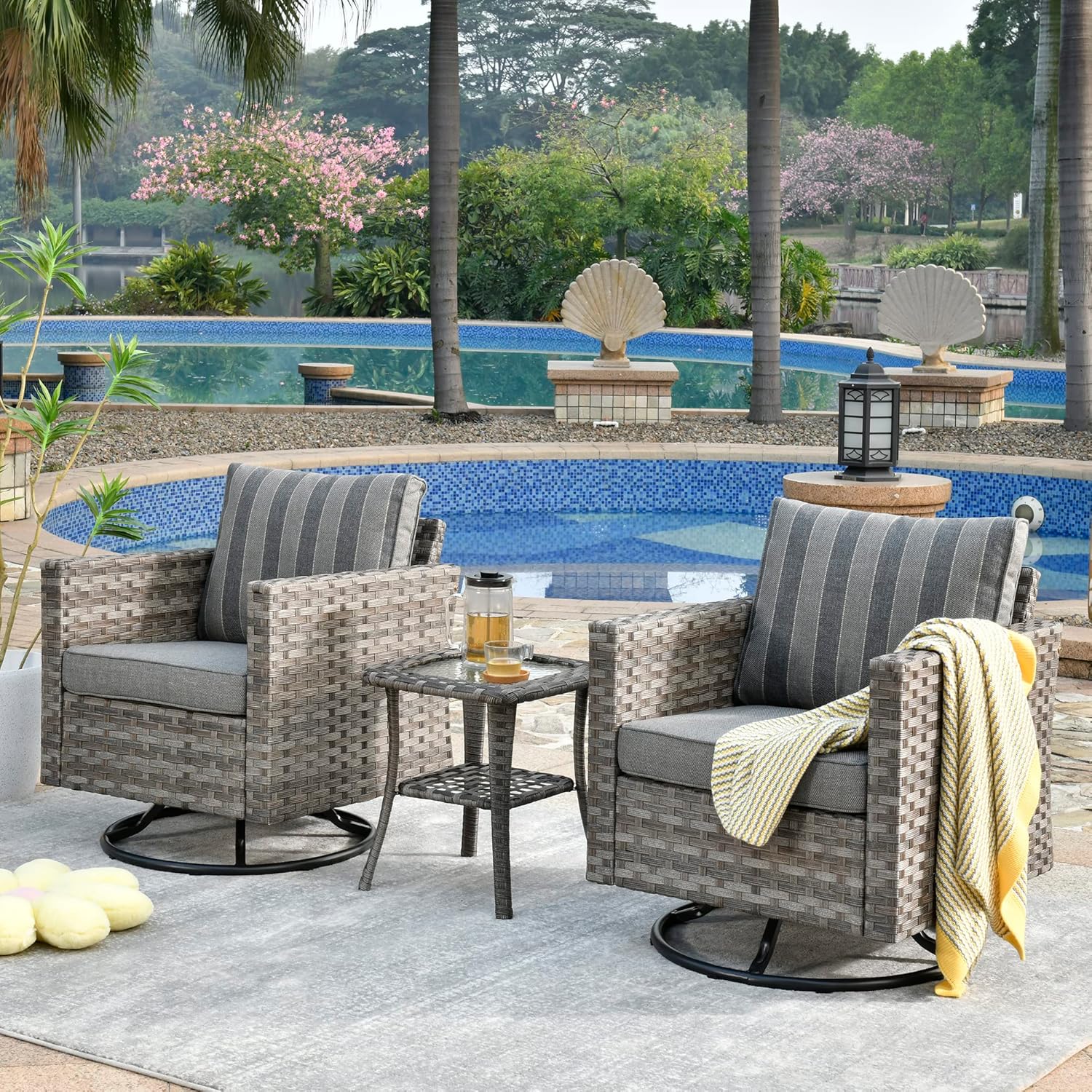 XIZZI Patio Chair Outdoor Swivel Rocking Patio Chairs Set
