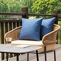 Vista 2 de NiNi ALL Juego de 2 fundas de almohadas decorativas impermeables para exteriores, casa de campo, jardín, fundas de cojín sólidas para patio, tienda