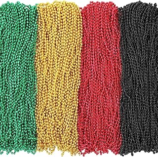 600 Pieces Juneteenth Beaded Necklaces Bulk Mardi Gras Bead Necklaces Juneteenth Accessories Multi Colors Metallic Necklaces Plastic Juneteenth Decorations for African June 19th Party Decor