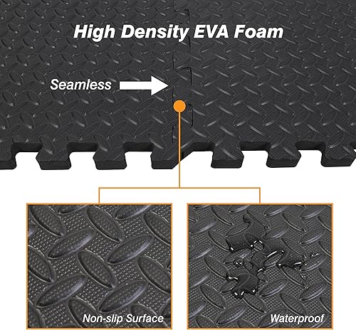 Miniatura 5 de Mat Block Azulejos de espuma entrelazados para piso de 24 pies cuadrados, 12 pulgada, 6 azulejos, alfombrilla de gimnasio de EVA, equipo de