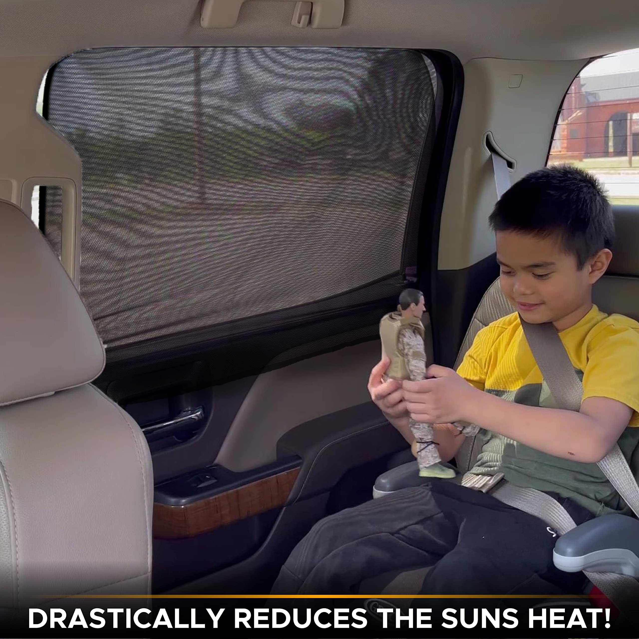 EcoNour Magnetic Car Side Window Sunshade (4 Pack)(Black Mesh) | Baby Car Window Shade Blocks Direct Sunlight | Car Front Driver and Rear Window Covers for Privacy Blackout | Back Window Car Sun Shade