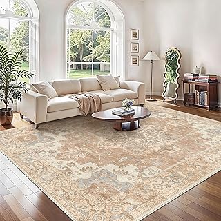 GENIMO Vintage Teppich 200x290cm, Extra Große Teppiche, Wohnzimmer Teppiche, Boho Teppich, Großer Carpet rutschfest, Schlafzimmer, Esszimmer, Büro