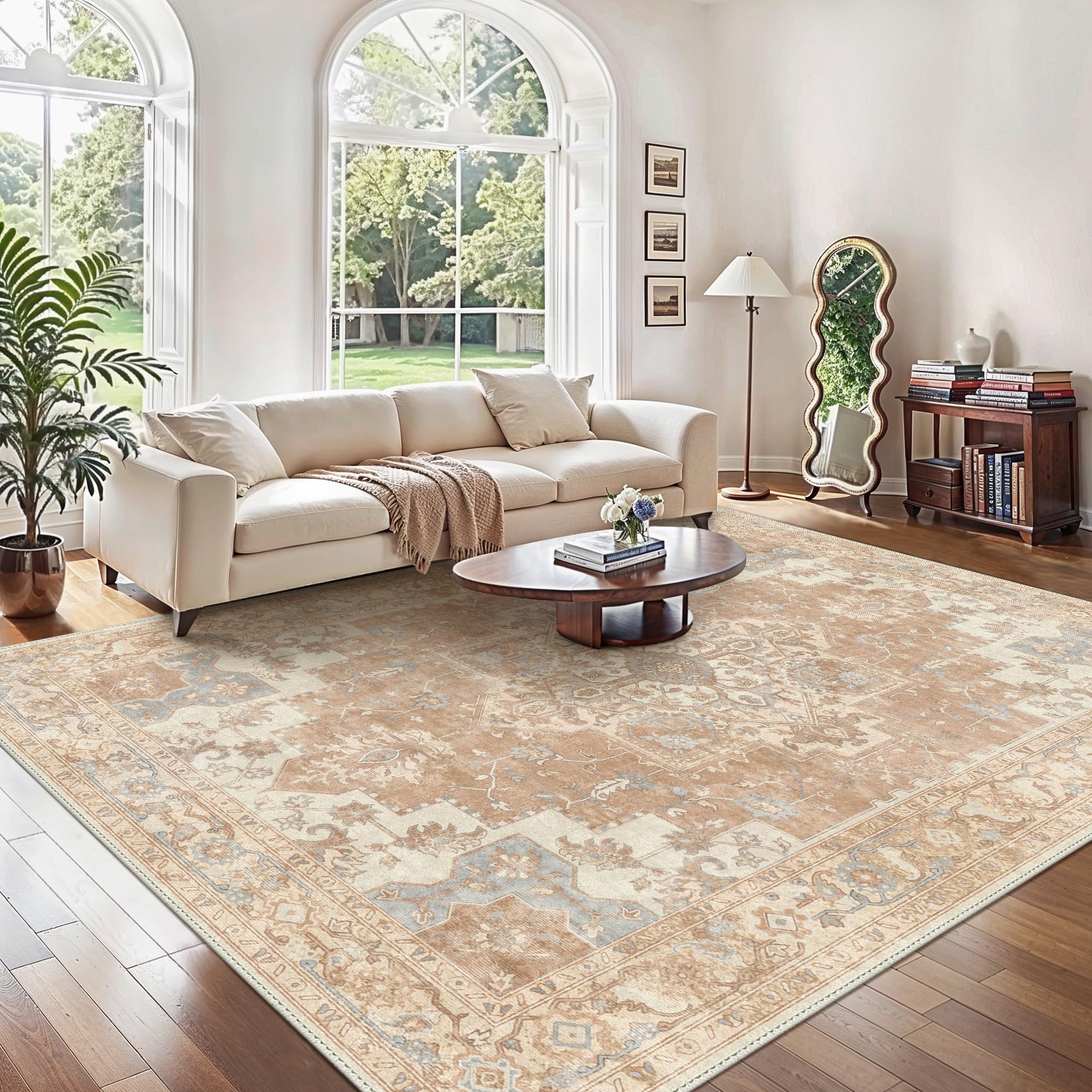 GENIMO Large Washable Rugs for Living Room 200x290cm, Extra Large Area Rug, Vintage Boho Rugs, Low Pile, Non-Shedding, XXL Carpet, Traditional Oriental Design, Dining Room, Home Office, BedroomOEKO-TEX STANDARD 100