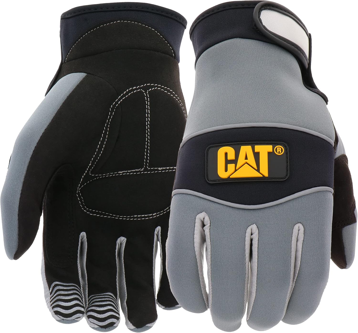 Cat® CAT012213J Neoprene Mechanic Gloves – Jumbo, Water-Resistant Padded Clarino Palm Gloves with Curved Fingers, Silicone Finger Grips