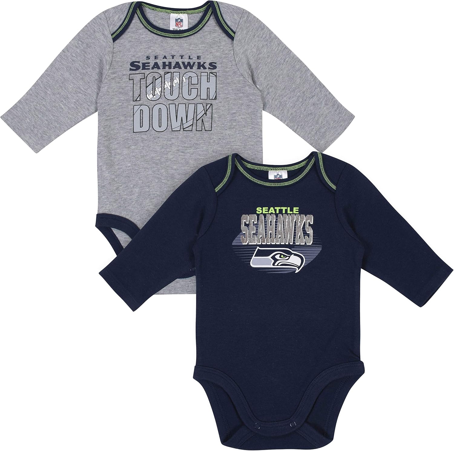 Gerber NFL unisex-baby Nfl Team 2 Pack Long Sleeve Onesie Bodysuit