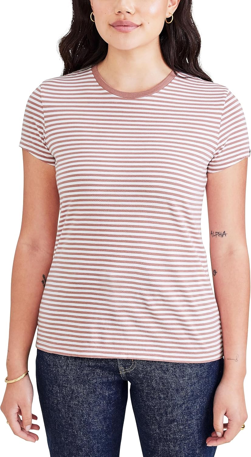 Dockers Women's Slim Fit Cotton Slub Jersey Favorite Crew T-Shirt