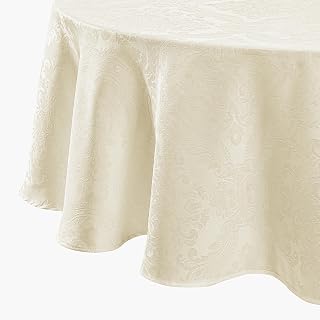 Caiden Elegance Damask Tablecloth, Ivory - 60" W x 84" L Oval