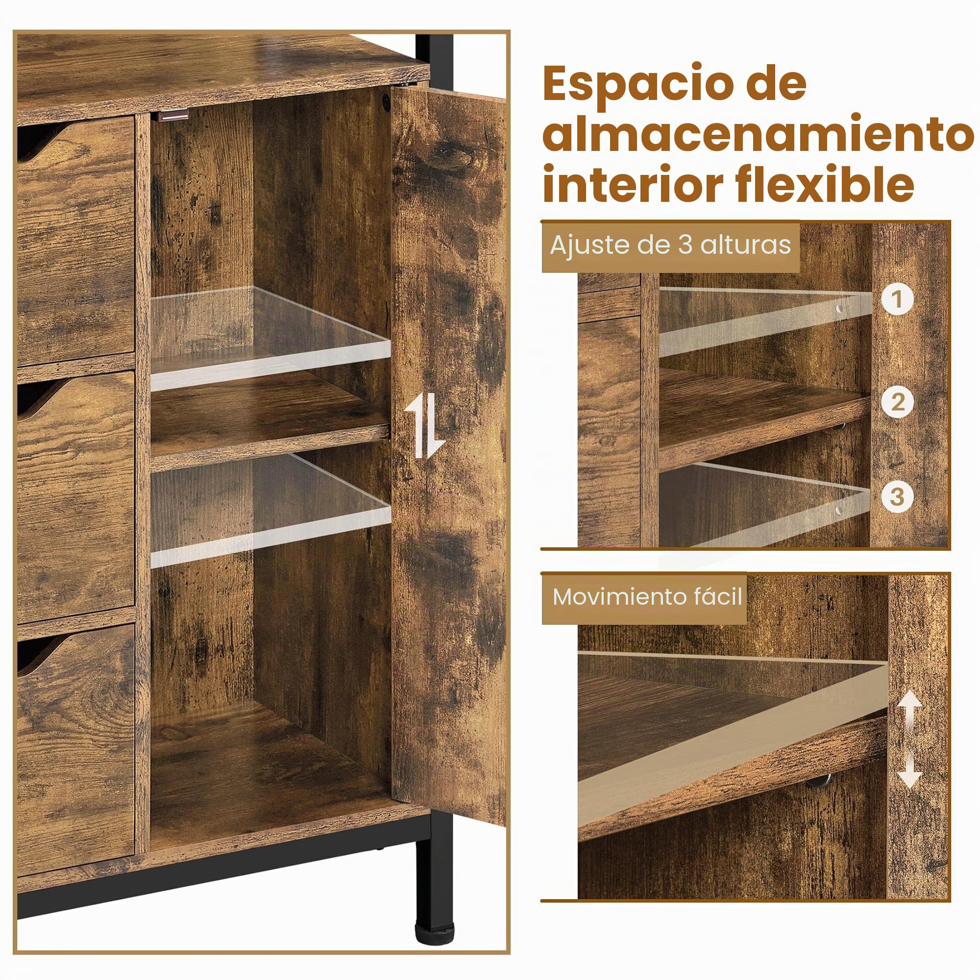 Yaheetech Mueble Auxiliar Baño Armario Baño de Suelo Marrón 55,5x30x86,5 cm | Mueble Almacenajede Cocina de Industrial