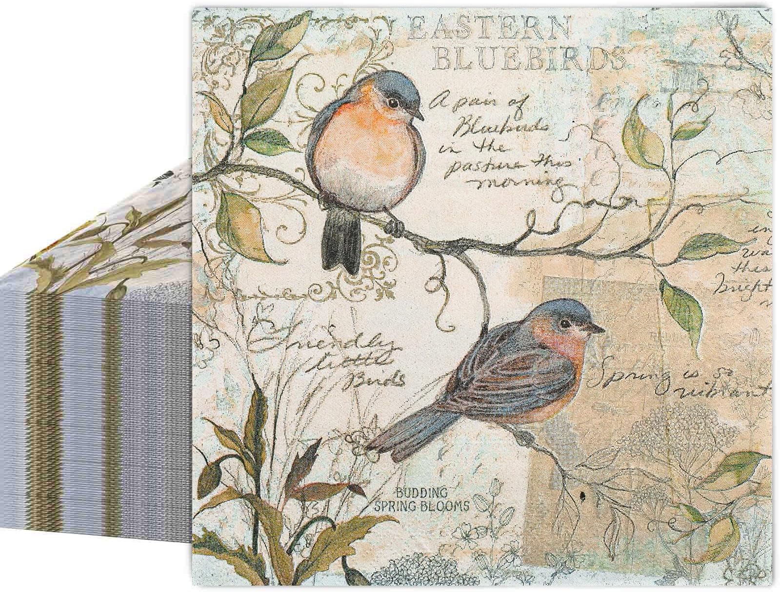 AnyDesign 80 Pack Bird Luncheon Napkins Disposable Vintage