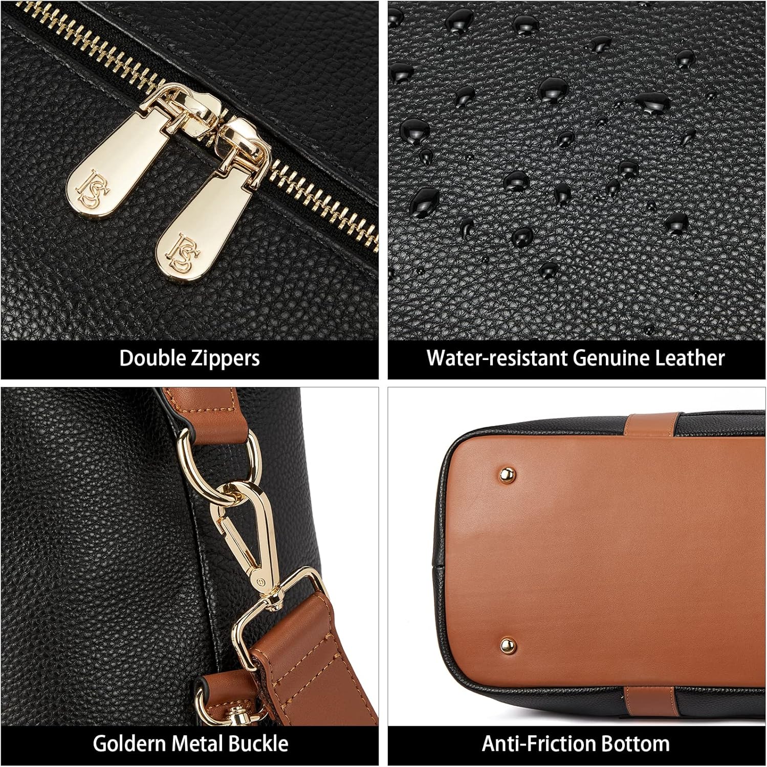 BOSTANTEN Weekender Bags for Women Leather Duffle Bag for Travel Overnight Duffel Carry on Large Tote with Trolley Sleeve and Luggage Tag - Image 3