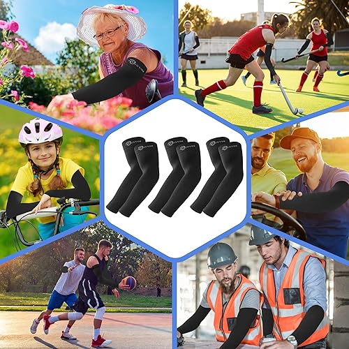 Vista 7 de Bhytaki 6 pares de mangas de protección solar ultravioleta, FPU 50, mangas de compresión de brazo, enfriamiento, para hombres, mujeres y adolescentes