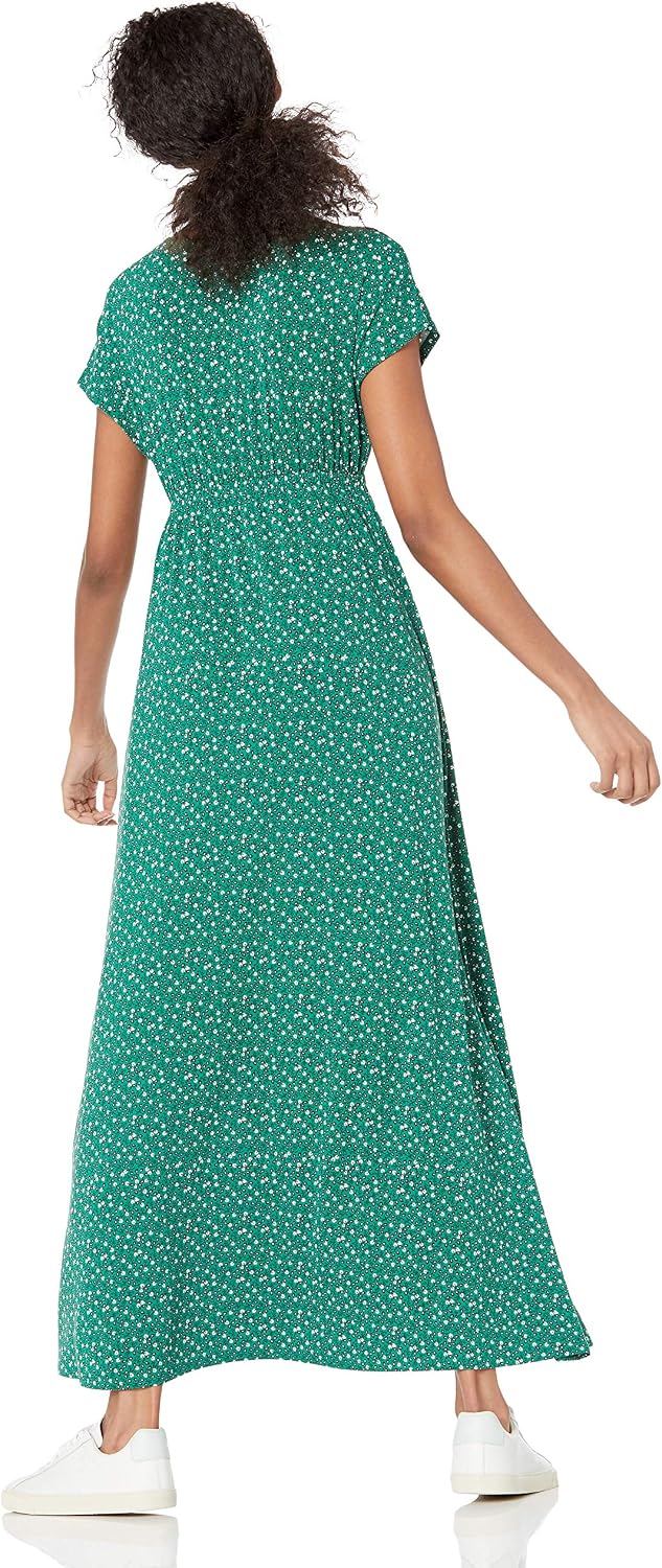 Amazon Essentials Women's V Neck Short Sleeve Empire Waist Maxi Dress (Available in Plus Size) image 3