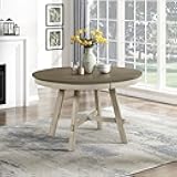 Lexicon 48 Inch Dia. Modern Round Dining Table, Wooden Kitchen Table, Seats for 4 People, Space Saving, for Kitchen, Dining Room, Two-Tone Finish (Greywash and Antique White)