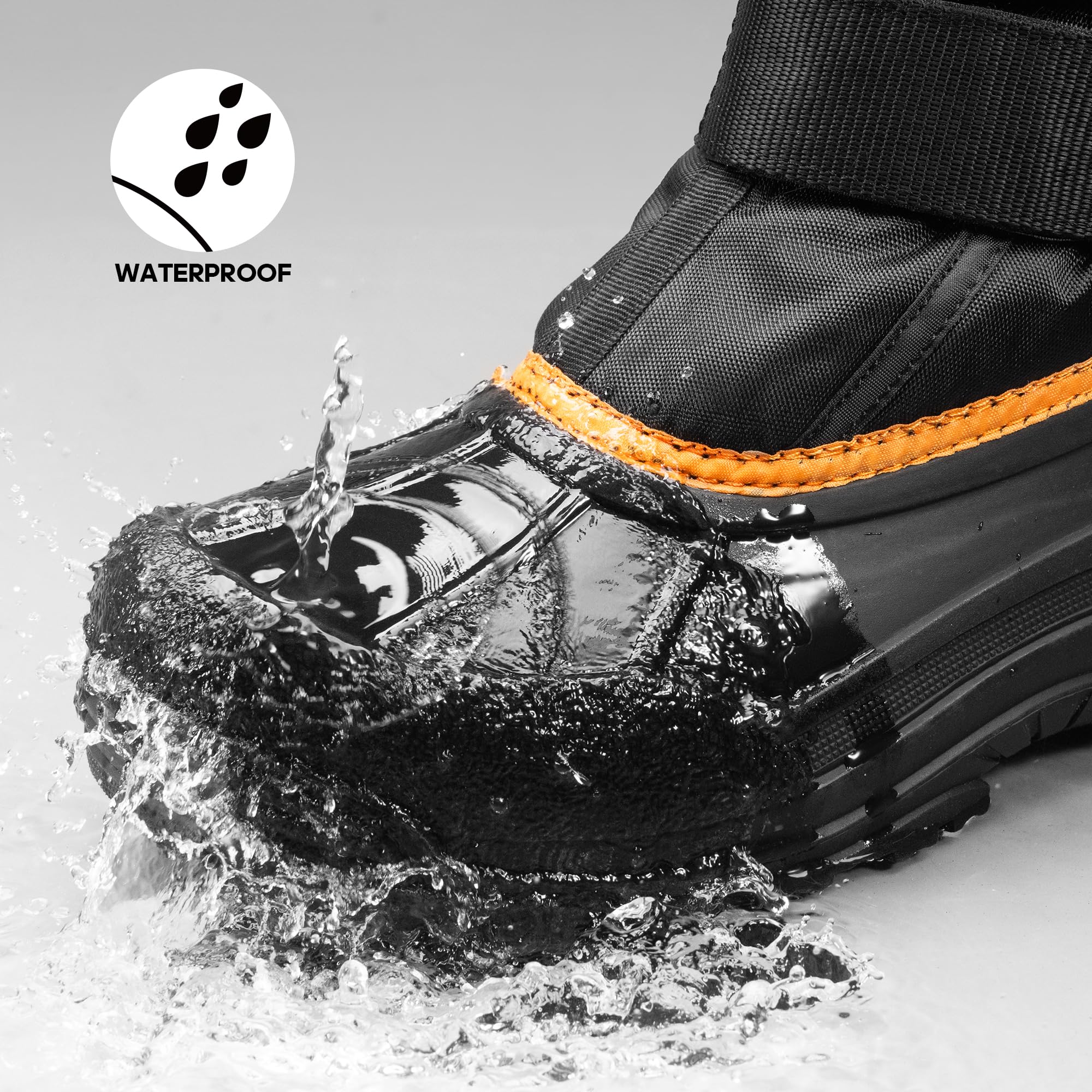 NORTIV 8 Botas de nieve impermeables para hombre, para senderismo, invierno, con forro de piel aislada, ligeras, para exteriores