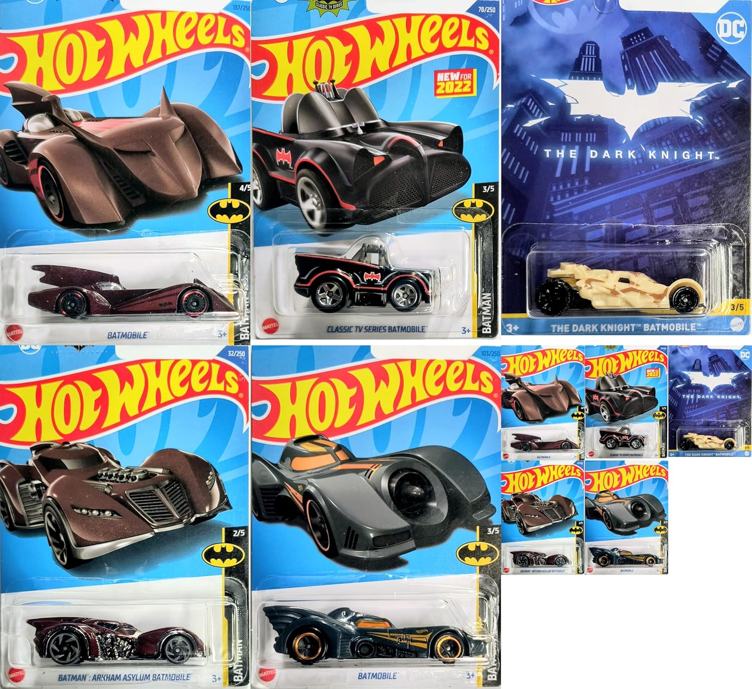 Hot Wheels Batman Batmobile Multi Cars Set Includes 1:64 Scale Vehicles