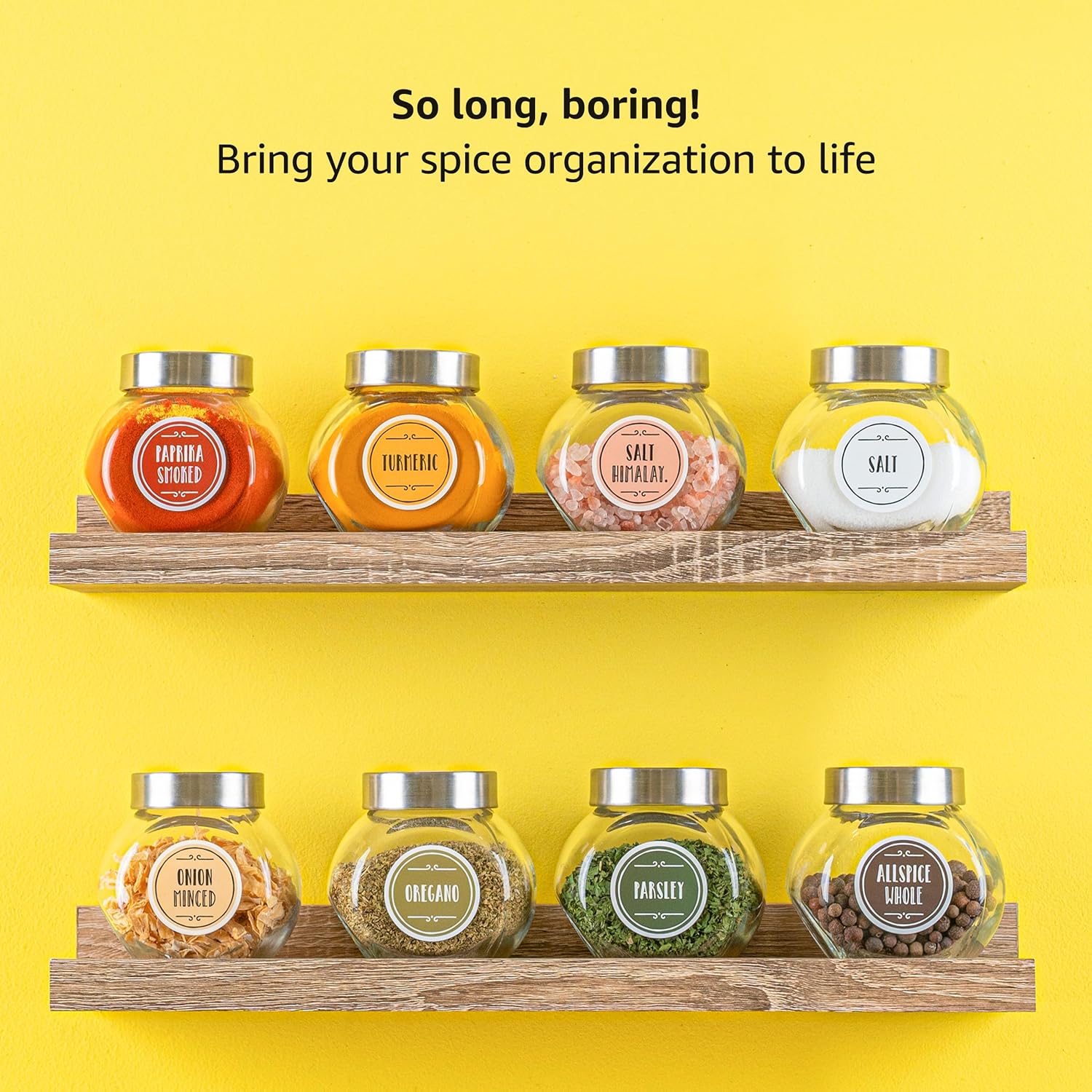 210 Spice Labels with Color-Coding Waterproof Oil-Resistant Round 1.5" Preprinted Stickers for Spice Jars + Extra Write-on Labels