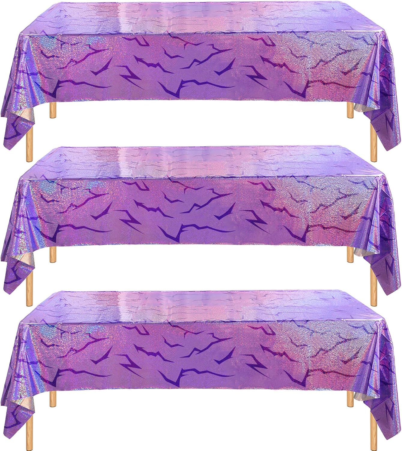 Demon Hunters Birthday Party Tablecloth Decorations, 3 Pink Purple Demon Energy Pattern Grad 108×54in Tablecover Sparkling Holographic Laser Korean Idol Movie Decor for Kids’Party Birthday Baby Shower thumbnail
