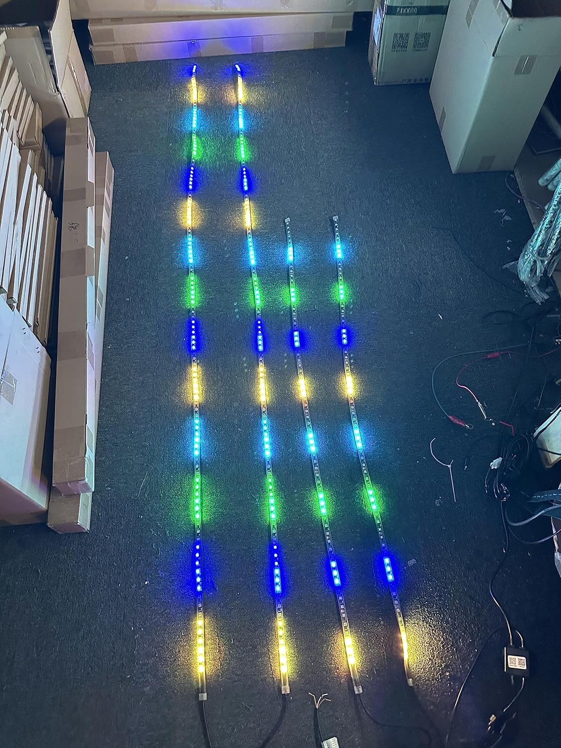 Sando Tech Dream Chasing Color Million Colors Shift Led Strip 2PCS 4Ft + 2PCS 6.5Ft Hood Grill LED Underglow Strip Light 4Plugs Sync Bluetooth/Remote Ctrl for Polaris Slingshot Car Truck