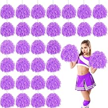 60 Pcs Cheerleading Pom Poms Bulk Cheer Pom Poms Sets Metallic Foil Fun Spirited Cheer Pom Poms with Plastic Handles, Cheerleader Pompoms for Kids Adults Sports Match Cheering Squad