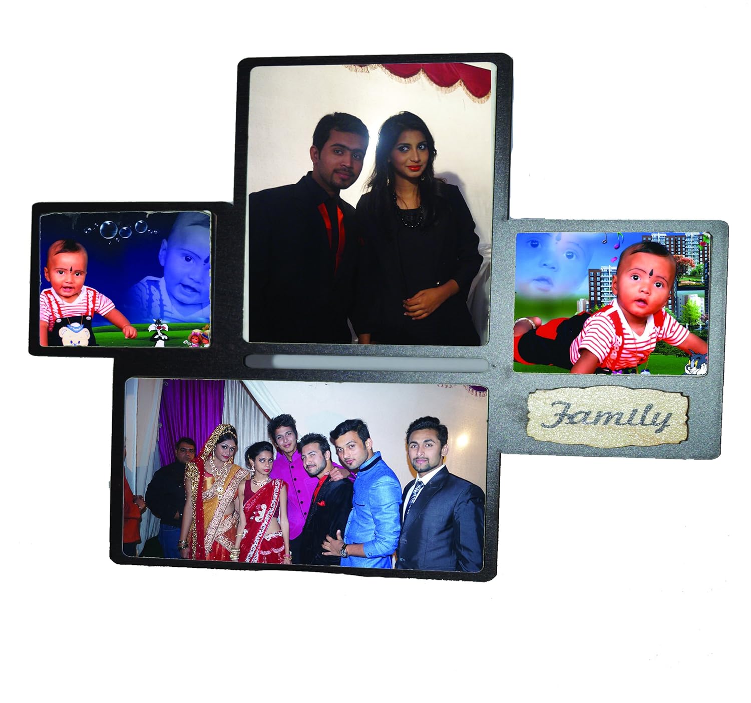 Personalized wooden table photo frame with Your Own Photos & Messages
