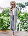 Ekouaer Women Kimono Robes Full Length Knit Bathrobe Lightweight Soft Sleepwear V-neck Casual Ladies Loungewear S-XXL